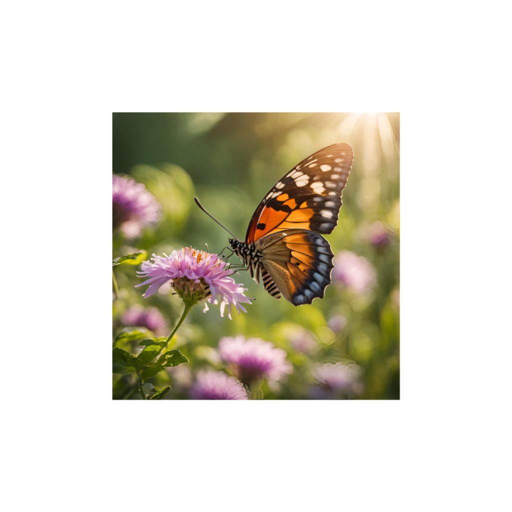 Butterfly perched on a flower in sunlight, symbolizing transformation and healing for military and veteran spouses. 